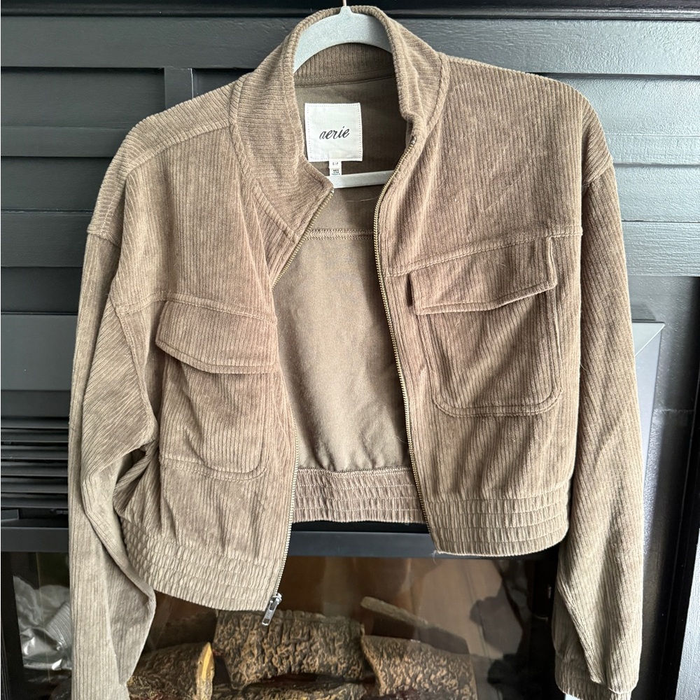 Aerie cropped army green jacket